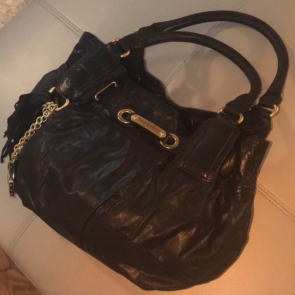 JUICY COUTURE LUXURY BLACK LEATHER HANDBAG